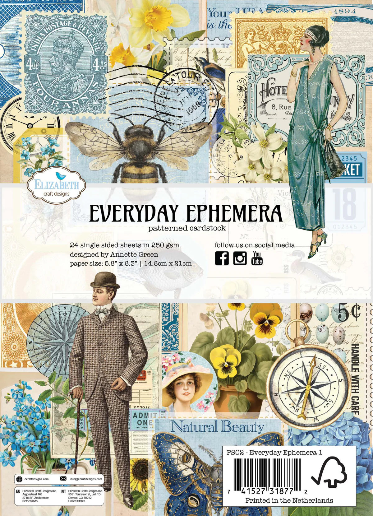 Elizabeth Craft Designs - Delightful Discovery Collection - Patterned Paper Pack - Everyday Ephemera