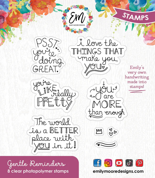 Emily Moore Designs - Full Circle Collection - Clear Photopolymer Stamps - Gentle Reminders