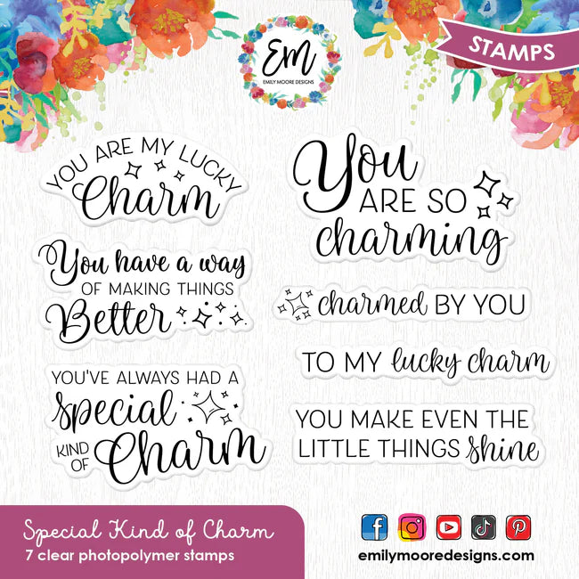 Emily Moore Designs -  Clear Photopolymer Stamps - Special Kind Of Charm Stamp Set