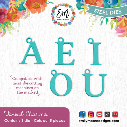 Emily Moore Designs - Simply Charming Collection - Dies - Vowel Charms