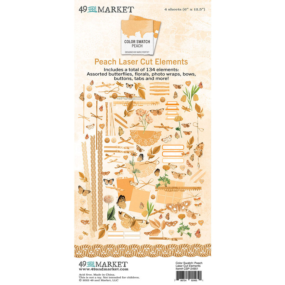 49 And Market - Color Swatch Peach Collection - Laser Cut Elements