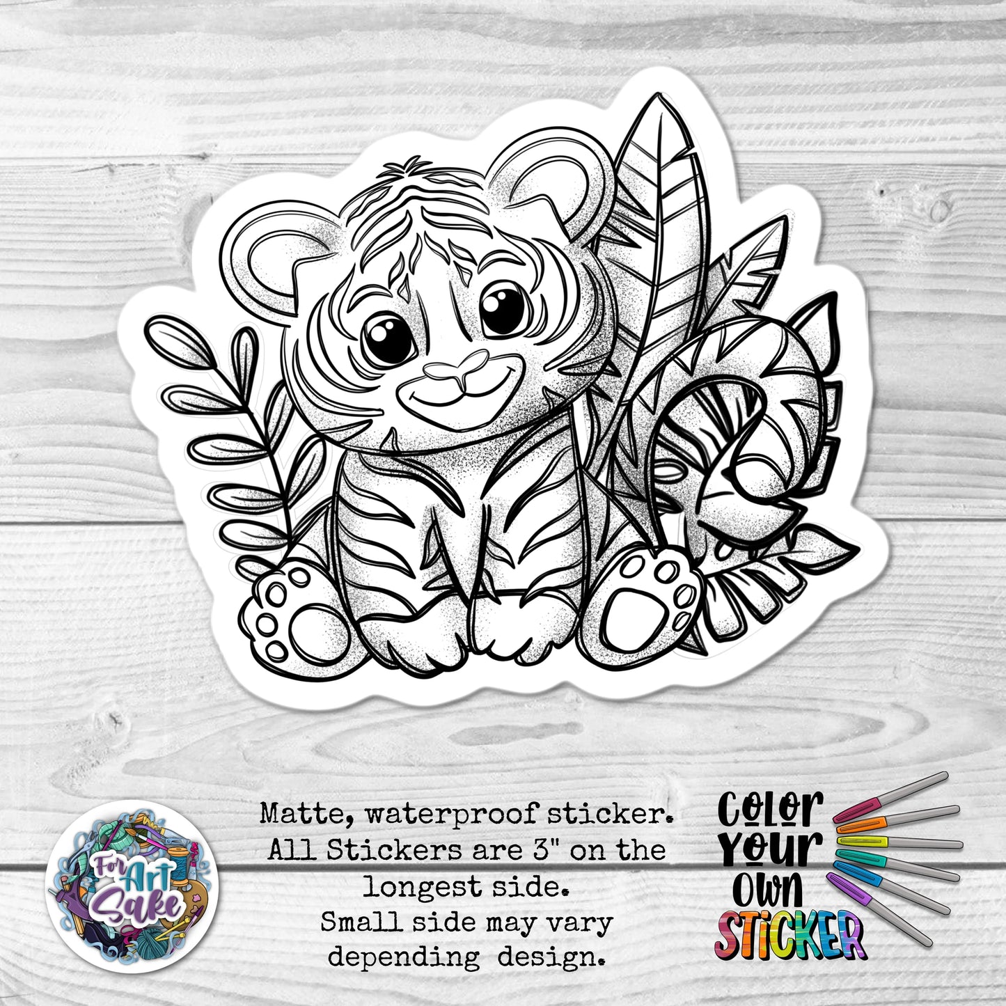 For Art Sake Stickers -  3" Sticker -CYO - Tiger