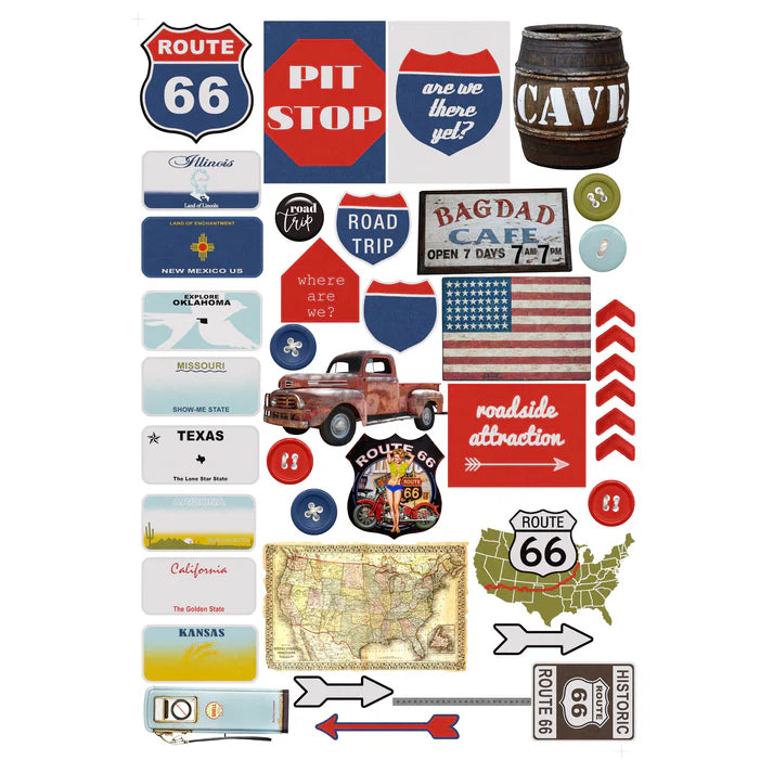 SSC Designs - Route 66 12 x 12 Scrapbook Paper & Embellishment Kit