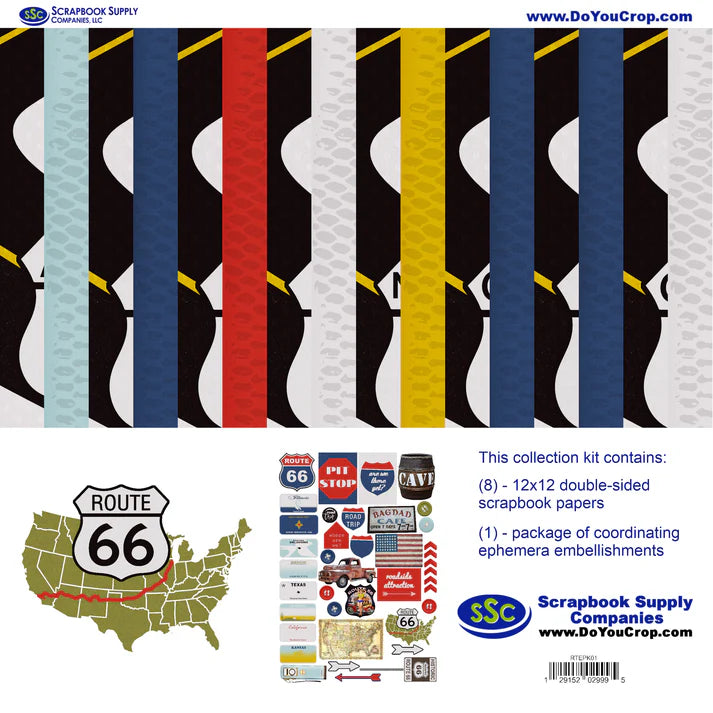 SSC Designs - Route 66 12 x 12 Scrapbook Paper & Embellishment Kit