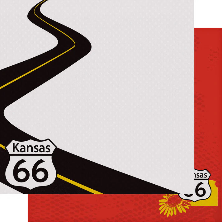 SSC Designs - Route 66 Collection - 12 x 12 Double-Sided Scrapbook Paper - Kansas Detour