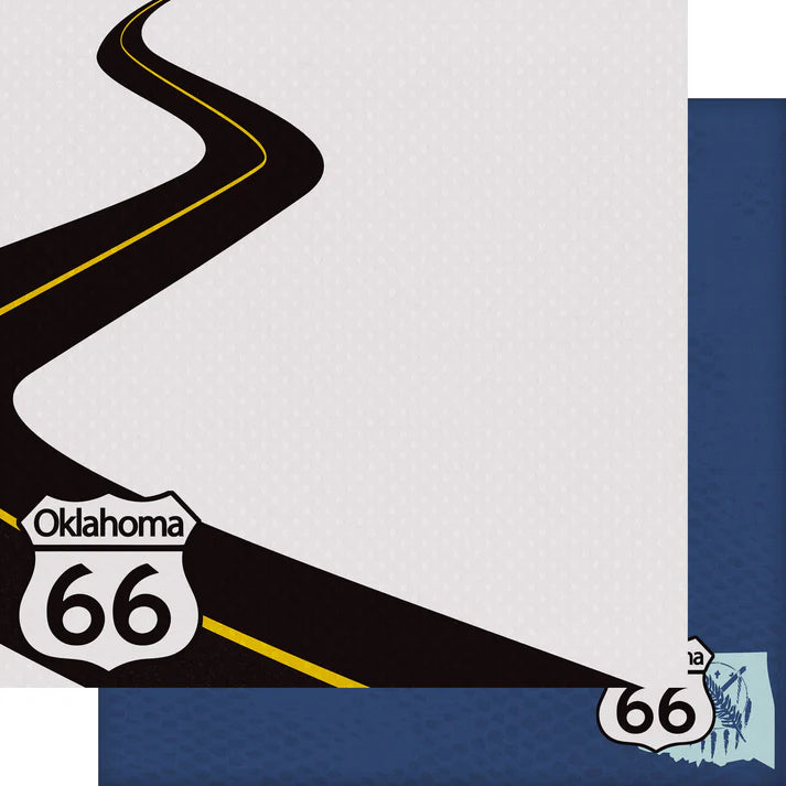 SSC Designs - Route 66 Collection - 12 x 12 Double-Sided Scrapbook Paper - Oklahoma Open Road