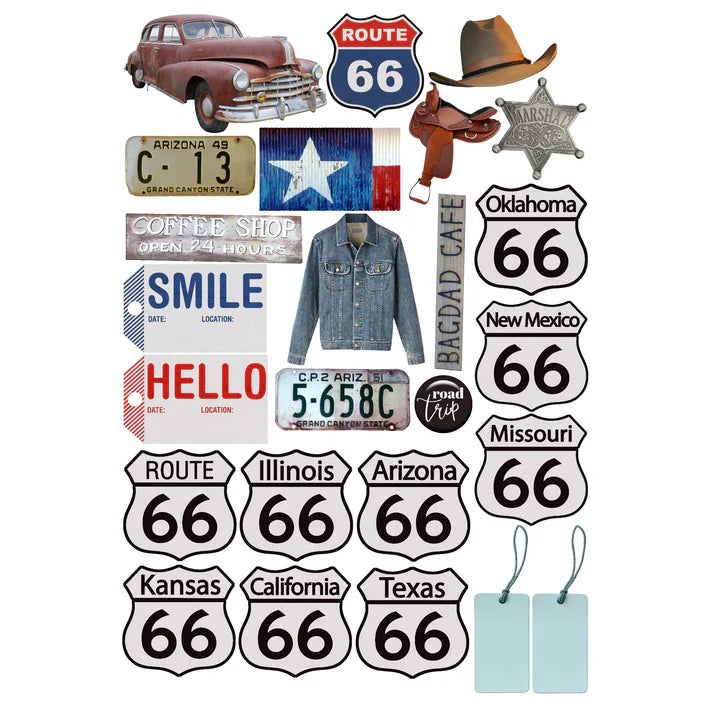 SSC Designs - Road Trip Route 66 12 x 12 Scrapbook Paper & Embellishment Kit