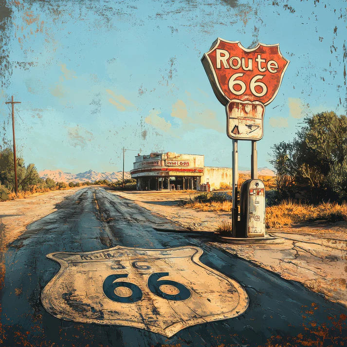 SSC Designs - Road Trip Route 66 Collection -  12 x 12 Double-Sided Scrapbook Paper - Pit Stop Postcards