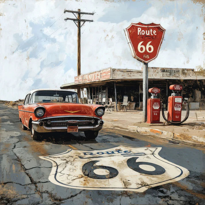 SSC Designs - Road Trip Route 66 Collection -  12 x 12 Double-Sided Scrapbook Paper - Cross County Cruise