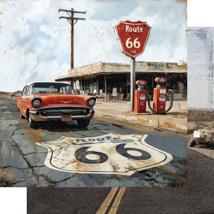 SSC Designs - Road Trip Route 66 12 x 12 Scrapbook Paper & Embellishment Kit
