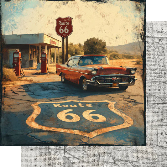 SSC Designs - Road Trip Route 66 Collection -  12 x 12 Double-Sided Scrapbook Paper - Souvenir Strip