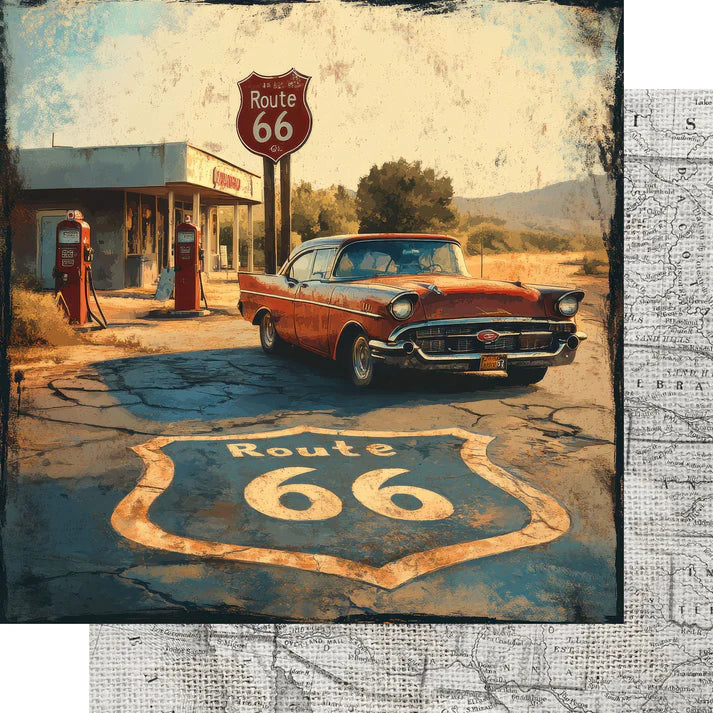 SSC Designs - Road Trip Route 66 12 x 12 Scrapbook Paper & Embellishment Kit