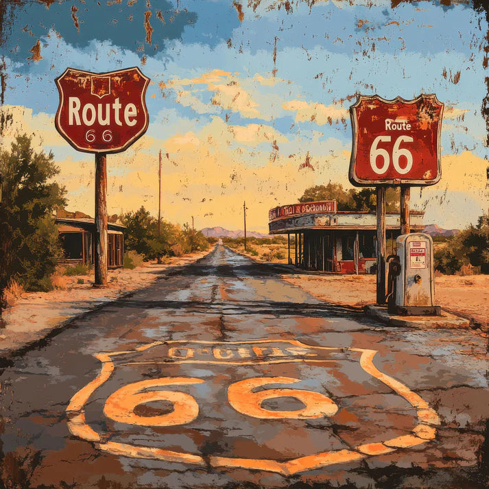 SSC Designs - Road Trip Route 66 Collection - 12 x 12 Double-Sided Scrapbook Paper - Landmark Lane