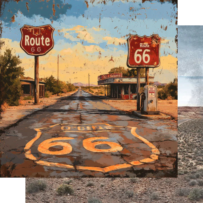 SSC Designs - Road Trip Route 66 12 x 12 Scrapbook Paper & Embellishment Kit