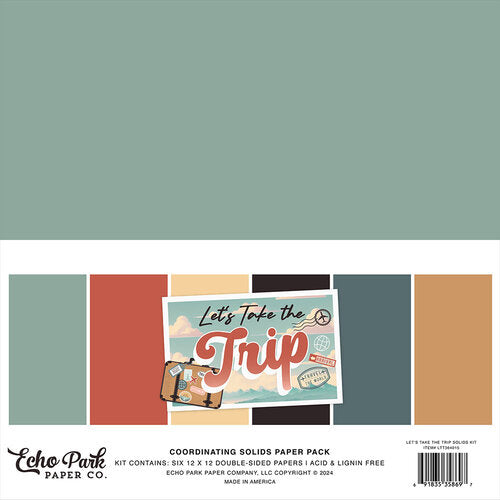 Echo Park - Let's Take The Trip  Collection - Solids 12 x 12 Paper Pack