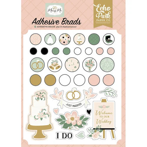 Echo Park - Marry Me Collection - Adhesive Brads