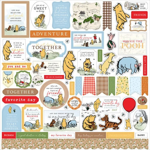 Echo Park - Winnie The Pooh Christmas Collection - 12 x 12 Cardstock Stickers - Elements