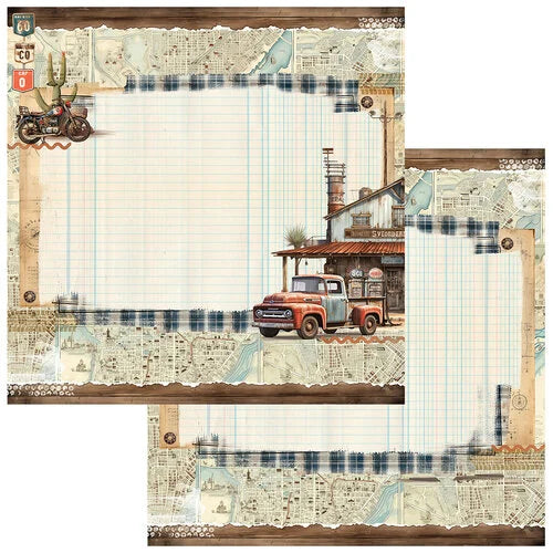 49 and Market - Rust and Revs Collection - 12 x 12 Double Sided Paper - Wanderlust