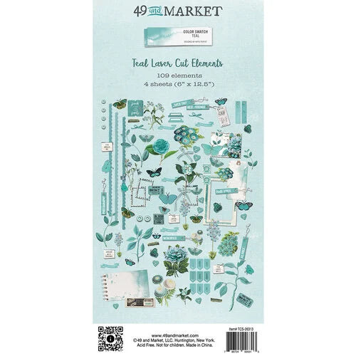 49 and Market - Color Swatch Teal Collection - Laser Cut Elements