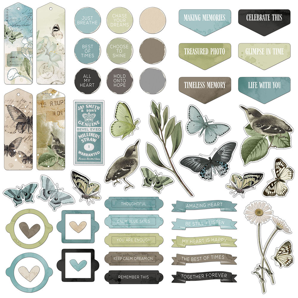 49 and Market - Vintage Artistry Moonlit Garden Collection - Chipboard Set