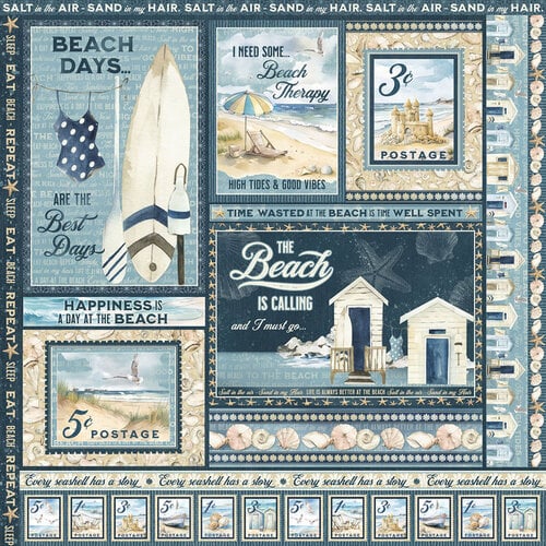 Graphic 45 - The Beach Is Calling Collection - 12 x 12 Double Sided Paper - Enjoy The Waves