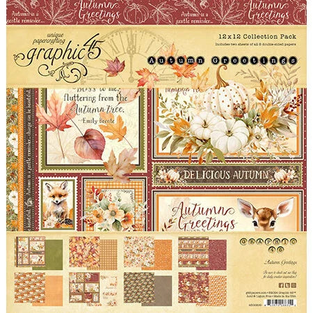 Graphic 45 - Autumn Greetings Collection - 12 x 12 Collection Pack