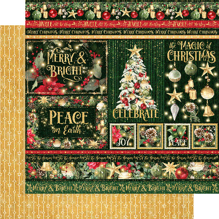 Graphic 45 - Merry & Bright Collection - 12 x 12 Double Sided Paper - Celebrate Peace