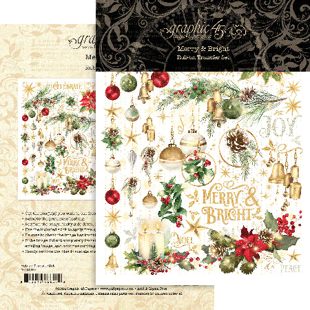 Graphic 45 - Merry & Bright Collection - Rub-On Transfers