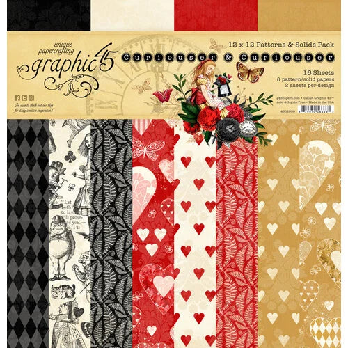 Graphic 45 - Curiouser & Curiouser Collection - 12 x 12 Patterns And Solids Paper Pack