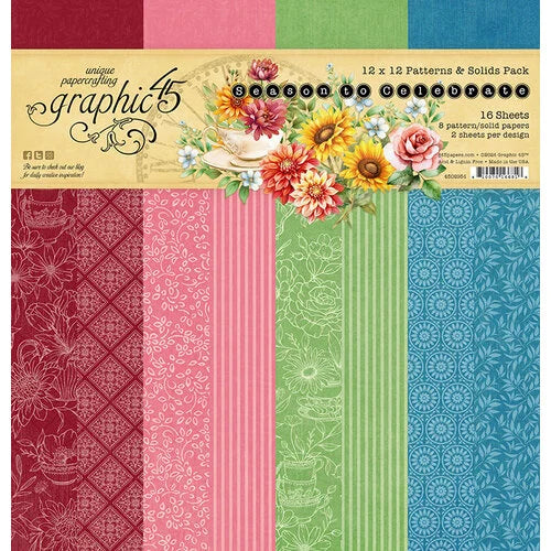 Graphic 45 - Season To Celebrate Collection - 12 x 12 Patterns And Solids Paper Pack