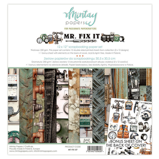 Mintay Papers - Mr. Fix It Collection - 12 X 12 Paper Pack