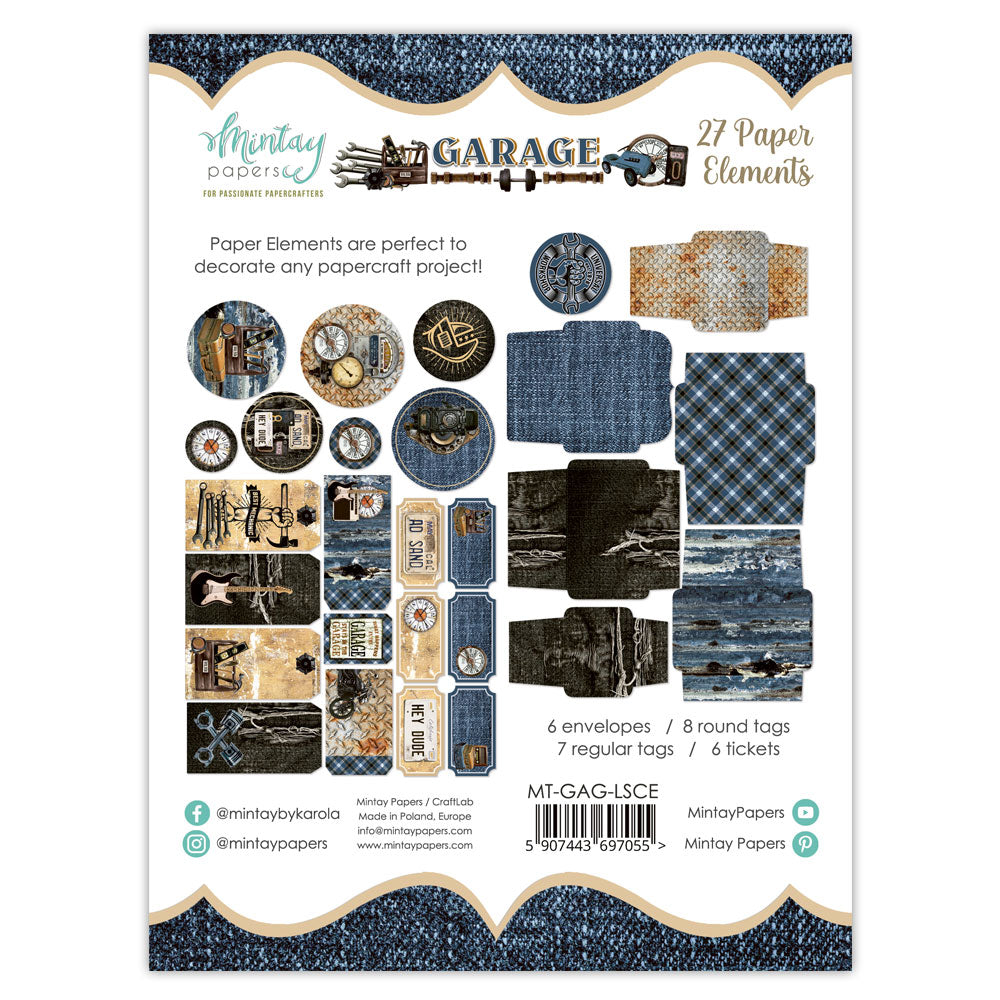 Mintay Papers - Garage Collection - Embellishments - Paper Elements