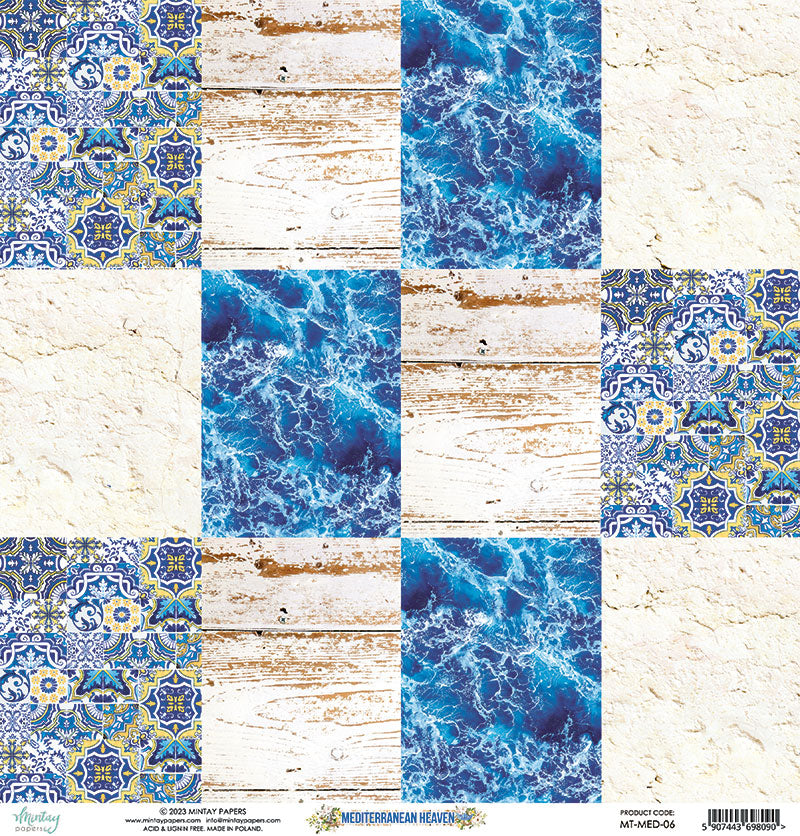 Mintay Papers - Mediterranean Heaven Collection - 12 x 12 Double Sided Paper - Sheet 06