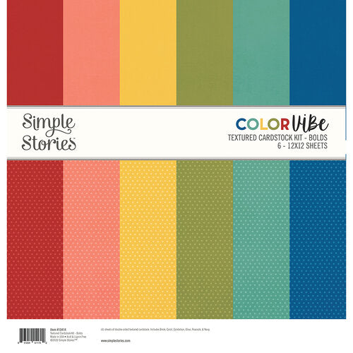 Simple Stories - Color Vibe Collection - 12 x 12 Textured Cardstock Kit - Bolds kit
