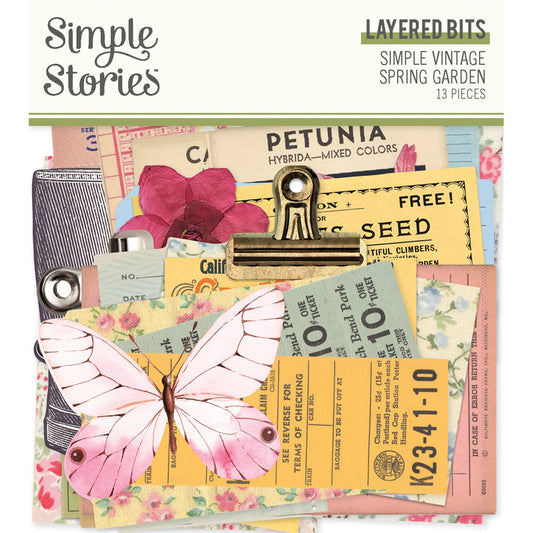 Simple Stories - Simple Vintage Spring Garden Collection - Ephemera - Layered Bits & Pieces