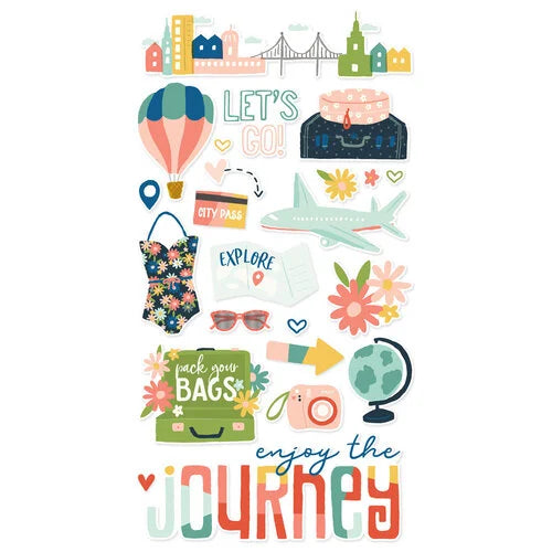 Simple Stories - Pack Your Bags Collection - 6 x 12 Chipboard Stickers