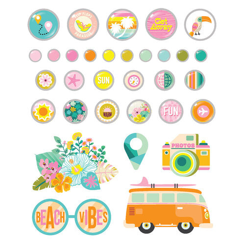 Simple Stories - Just Beachy Collection - Decorative Brads - Self Adhesive