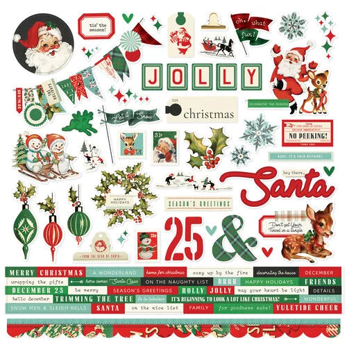 Simple Stories - Simple Vintage Holly Jolly Collection - 12 x 12 Cardstock Stickers