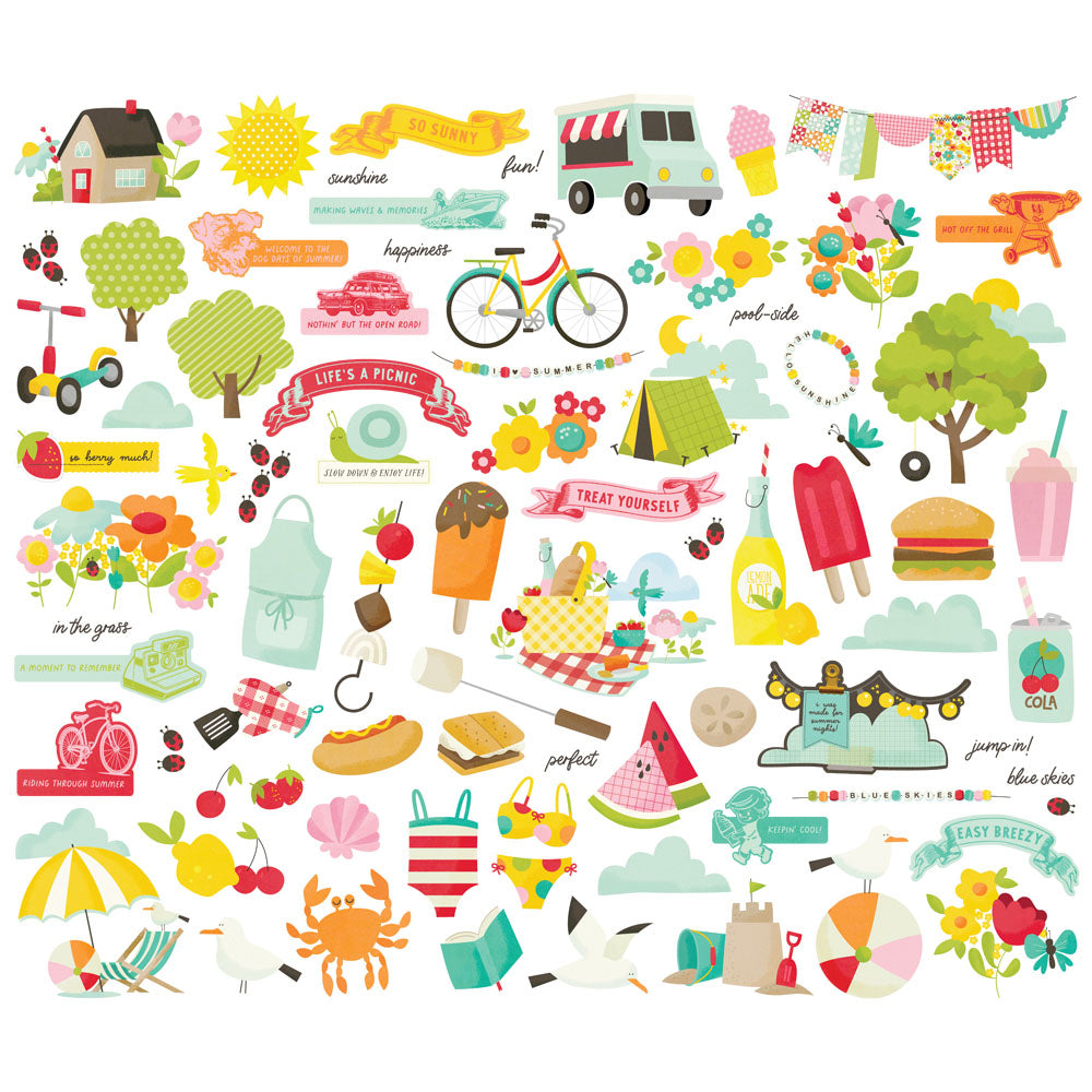 Simple Stories - Sweet Summertime Collection - Ephemera - Bits And Pieces