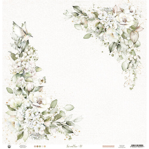 P13 - Love And Lace Collection - 12 x 12 Double Sided Paper - 01