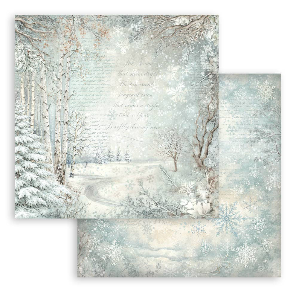 Stamperia - White Christmas Collection - 12 x 12 Double Sided Paper - Snowy Woods