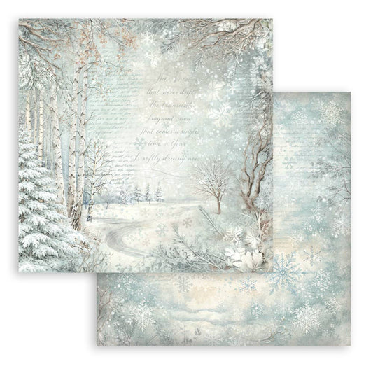 Stamperia - White Christmas Collection - 12 x 12 Double Sided Paper - Snowy Woods