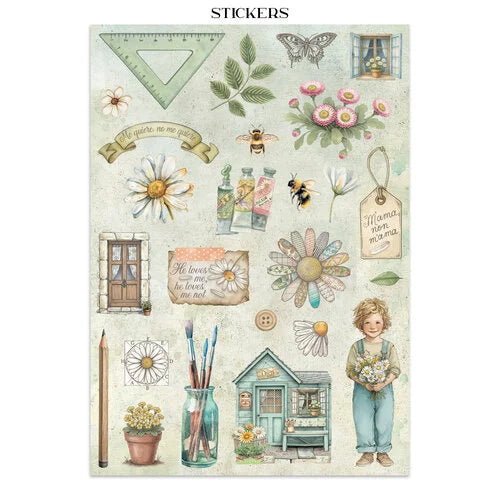 Stamperia - Daisy Art Collection - Junk Journal - Stickers, Cut-Outs, and Backgrounds