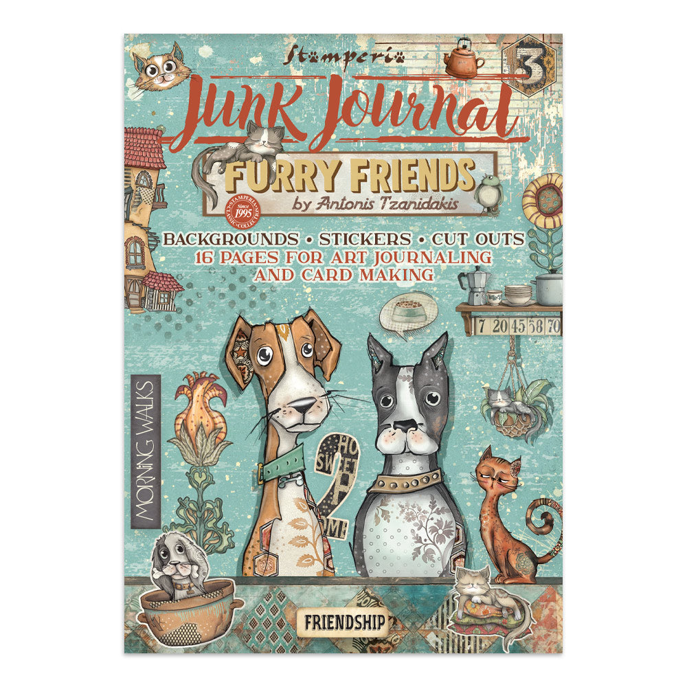 Stamperia - Furry Friends Collection - Junk journal stickers, cut-outs, backgrounds - Furry Friends