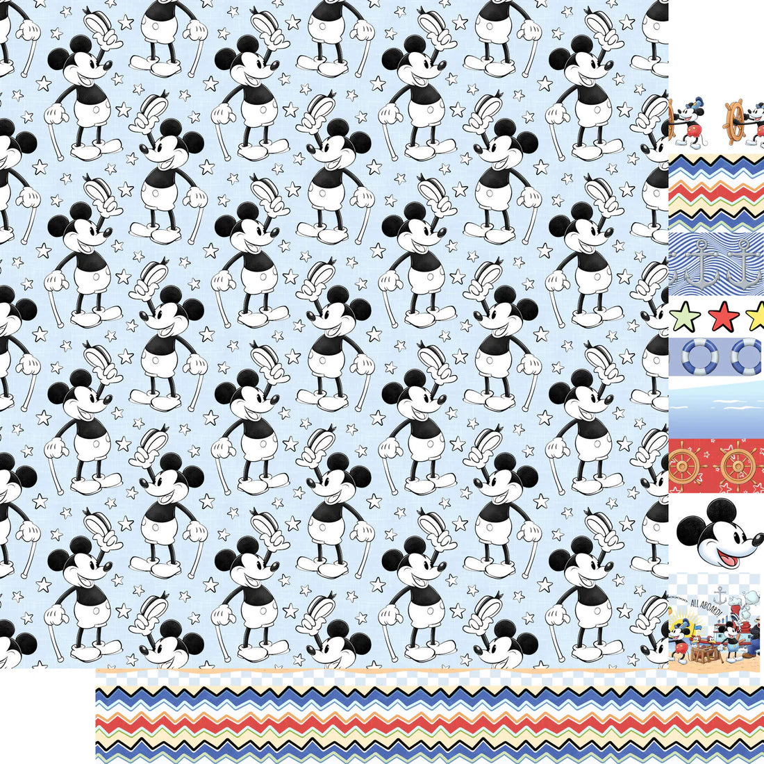 SSC Design - Steamboat Willie 12 x 12 Scrapbook Paper & Embellishment Kit