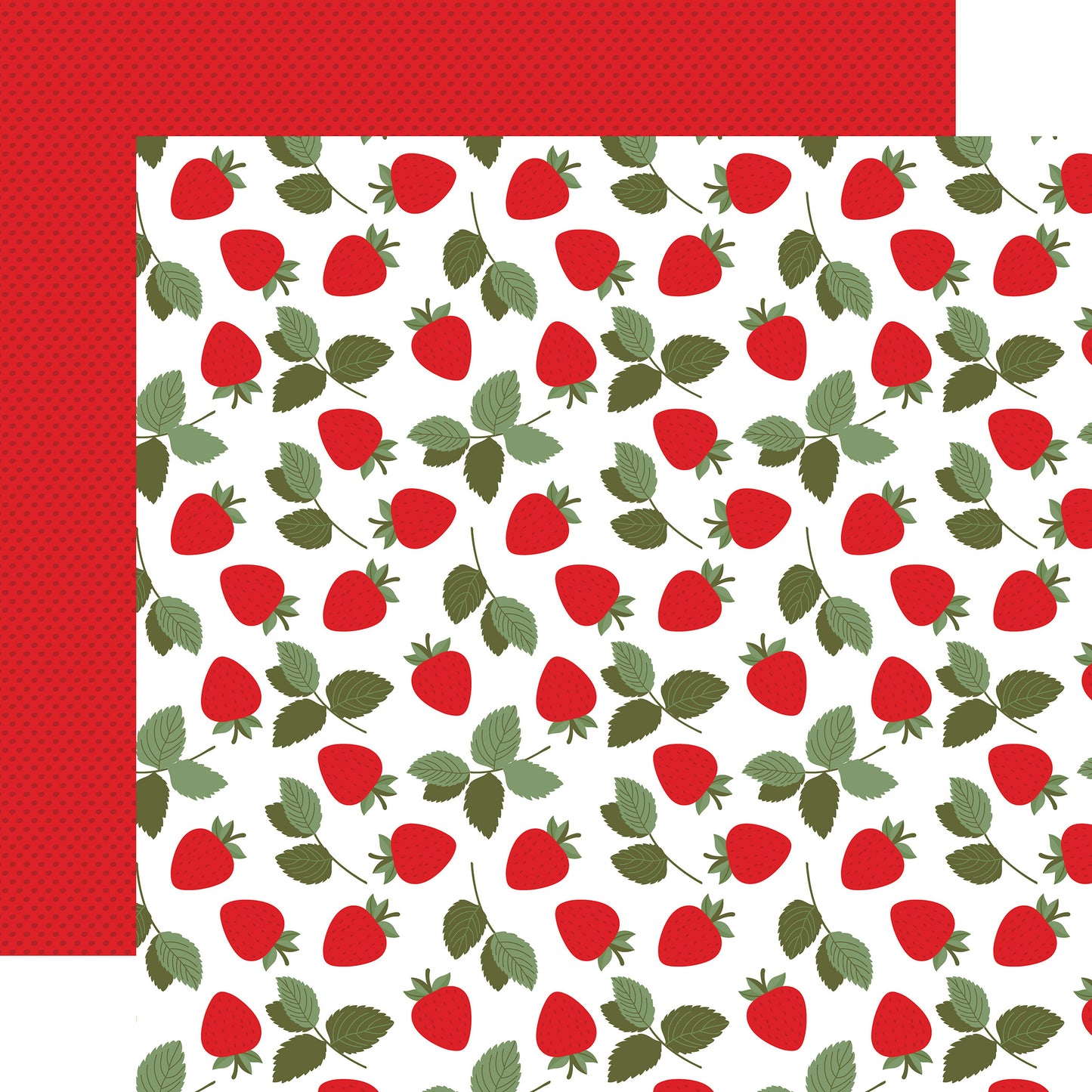 Echo Park - Strawberry Fields Collection - 12 x 12 Double Sided Paper - Strawberry Patch