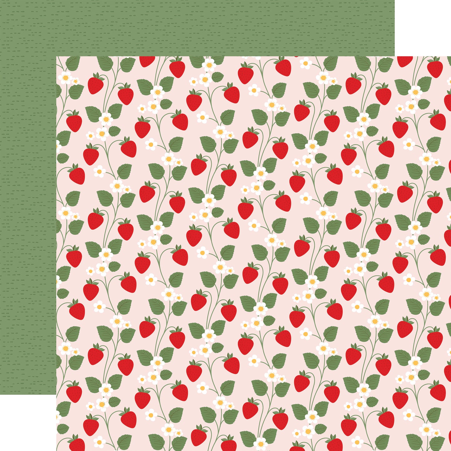 Echo Park - Strawberry Fields Collection - 12 x 12 Double Sided Paper - Blooming Berries