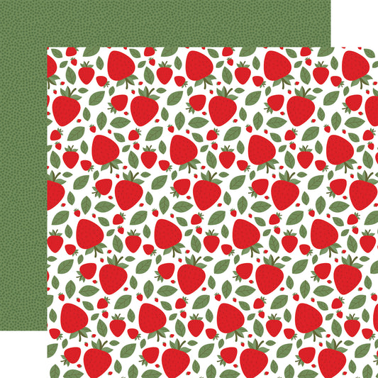 Echo Park - Strawberry Fields Collection - 12 x 12 Double Sided Paper - Picking Patch