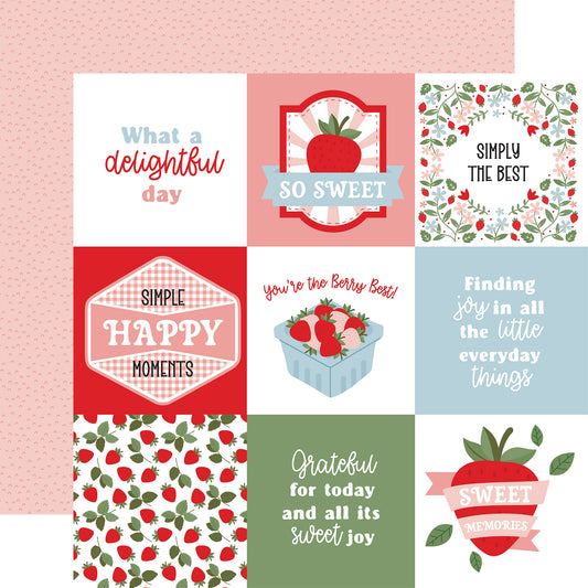 Echo Park - Strawberry Fields Collection - 12 x 12 Double Sided Paper - 4 x 4 Journaling Cards (Copy)