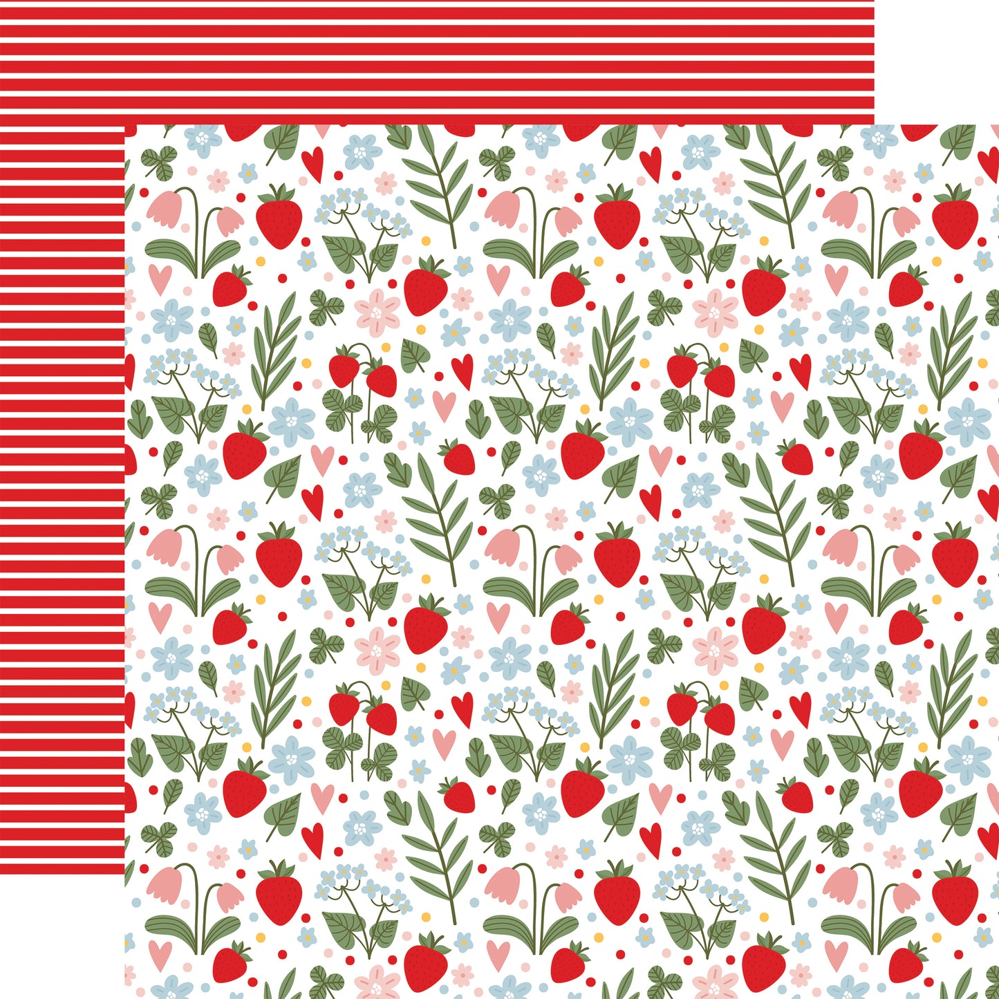 Echo Park - Strawberry Fields Collection - 12 x 12 Double Sided Paper - Garden Berries